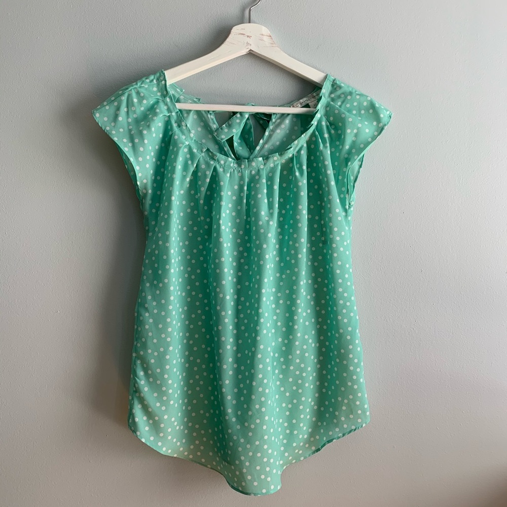 ❗️MOVING SALE❗️ Polka Dot Mint & White Blouse